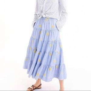 JCrew women’s embroidered pineapple maxi skirt XS